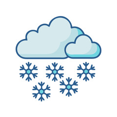 Cartoon Snow Cloud with Snowflakes isolated on Black