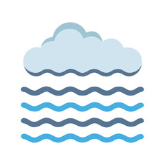 Cartoon waves and cloud vector illustration on black
