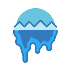 Melting iceberg illustration, global warming, and climate change concept