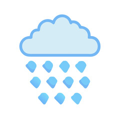 Light Blue Cloud with Rain on Black Background