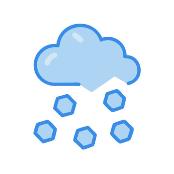 Hailstorm cloud icon weather, blue hail stones falling