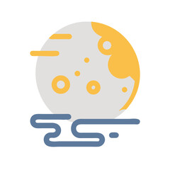 Abstract Illustration: Full Moon Rising Over Water