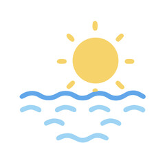 Sunset Over the Sea Flat Vector Illustration Icon