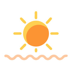 Summer sun over waves, vector illustration design element