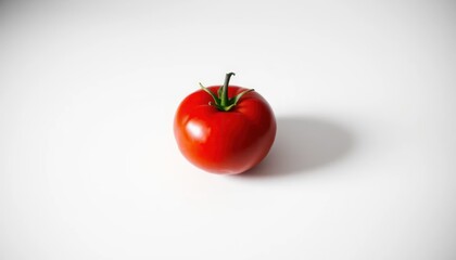 Single tomato against white background