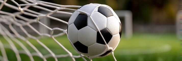 Fototapeta premium Soccer ball entering the goal net