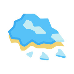 Melting Iceberg with Fractured Chunks on a Black Background