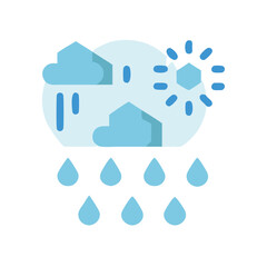 Weather Icon: Clouds, Rain, Hail and Sun Illustration