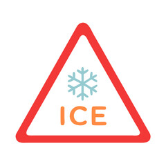 Cartoon Ice Warning Sign on Black Background Illustration