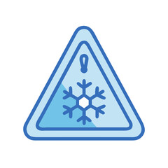 Icy Conditions Ahead: Warning Sign with Snowflake Icon