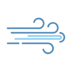 Wind Icon: Blue lines on a Black Background