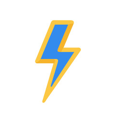 Blue lightning bolt with yellow outline on black