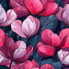 Cyclamen flower plant flora bloom botany seamless pattern ornament design, tile