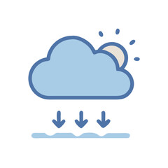 Sunny Weather with Rain, Flat Vector Illustration Icon