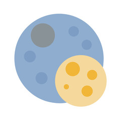 Two planets with craters in space on black