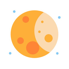 Cartoon Moon with Craters in Space Illustration