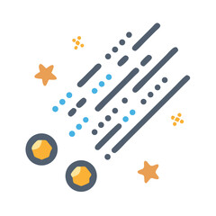 Colorful Cartoon Comet with Stars on Black Background