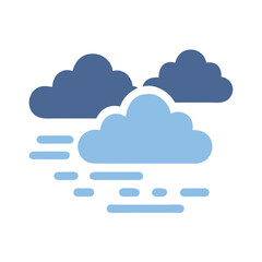Cloudy day icon with fog on black background