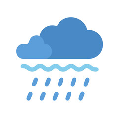 Stylized Blue Rain Cloud Icon on Black Background