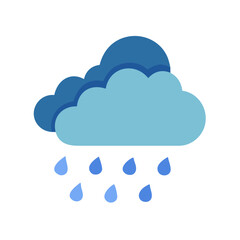 Rain Cloud Icon with Drops on Black Background
