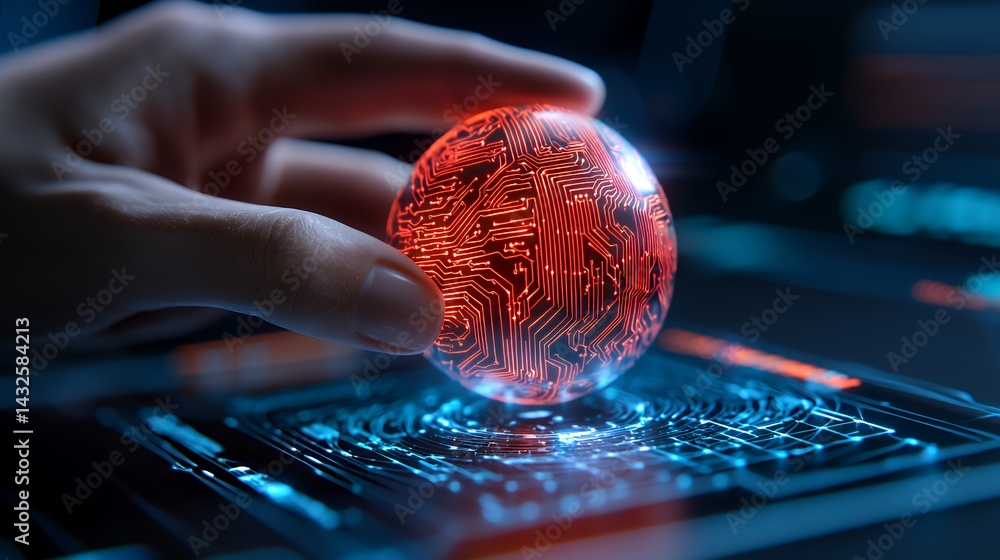 Poster digital circuit orb futuristic background modern
