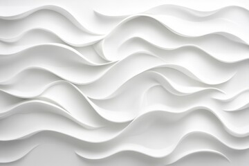 Obraz premium Close-up view of an elegant wave pattern in white, softly illuminated to highlight texture and depth, ideal for modern design projects with copy space
