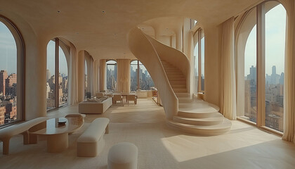 Elegant home interior design spacious hallway warm color scheme