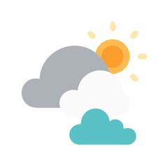 Sun behind clouds with different colors weather symbol