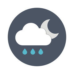 Raining night icon with dark cloud and moon