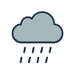 Stylized Rain Cloud Icon with Droplets on Black