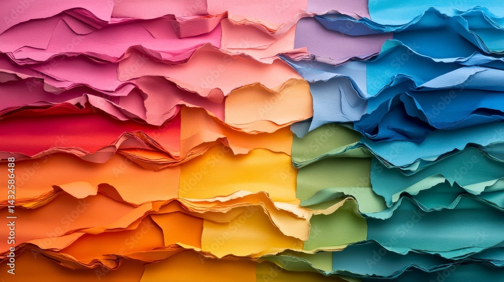 Poster Layers of vividly colored paper create a striking profile, showcasing intricate textures and warm contrasts that symbolize both unity and individual expression