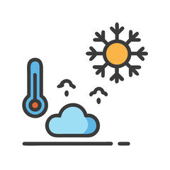 Winter Weather Forecast Flat Icon with Cloud and Thermometer