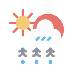 Partly Sunny with Rain Weather Icon on Black