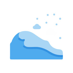 Snowy Mountain with Clouds and Snowfall Illustration Icon