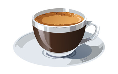 Cup of Cappuccino Coffee - Vector Illustration