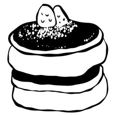 Hand drawn japanese pancake sketch illustration with artistic and natural design elements