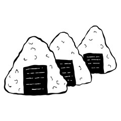 Onigiri sketch illustration with artistic and natural design elements