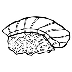 ​Hand drawn sushi sketch illustration with artistic and natural design elements