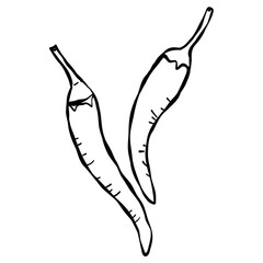 A black and white illustration of hot chili peppers