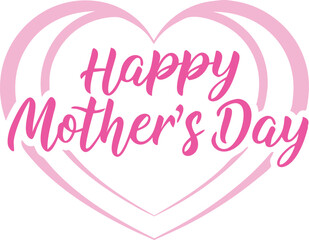 Fototapeta premium Happy mothers day typography t shirt design with elegant heart shape in minimalist pink color vector illustration