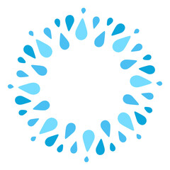 Blue Water Drops Circle Frame. Drip Round Border Template. Vector illustration