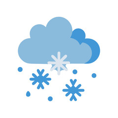 Snowing cloud vector illustration with snowflakes on black