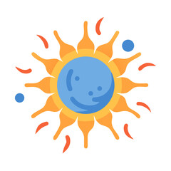 Blue sun cartoon on black background stock illustration