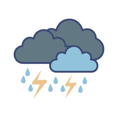 Rain Cloud with Lightning Weather Icon Illustration Design