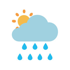 Sunny Day and Rain Cloud Vector Weather Icon