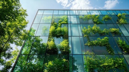 Modern green building with lush vertical gardens