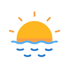 Vibrant Sunset Over the Ocean Icon Illustration