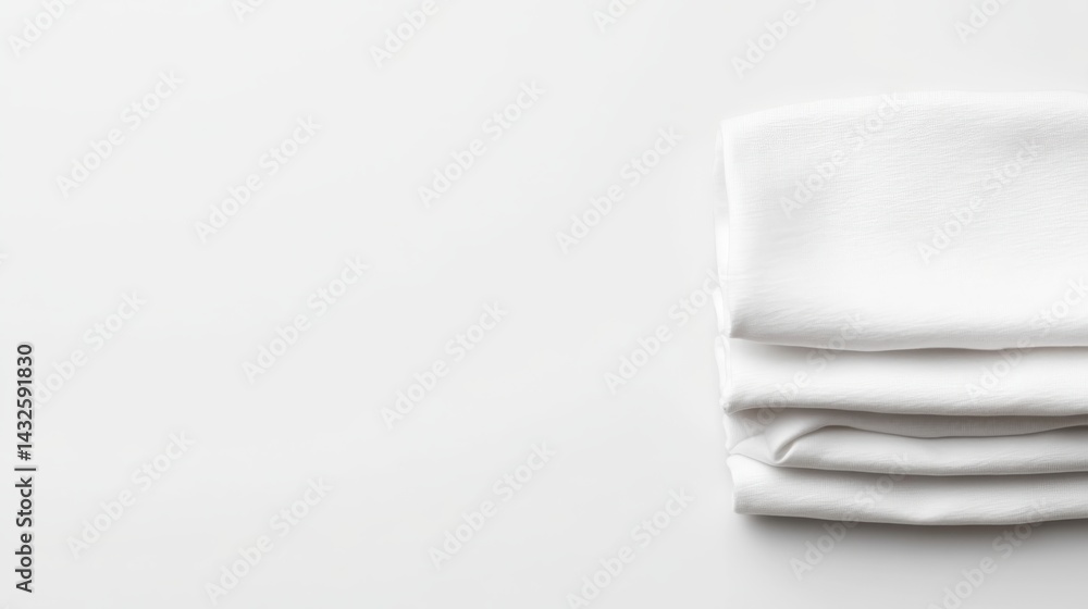 Fototapete neatly folded white t-shirt displayed from front and back against a transparent background, perfect 