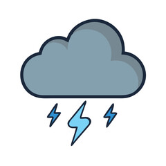 Cartoon cloud with lightning illustration on black background