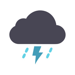 Stormy Weather Cloud with Lightning and Raindrops Icon